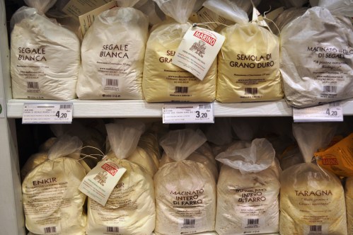 Some of the Mulino Marino flours available at Eataly, Rome Marino closer