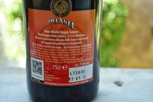 Toccalmatto Oceania back label