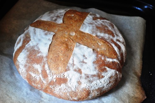 Beer barm bread, fresh from oven