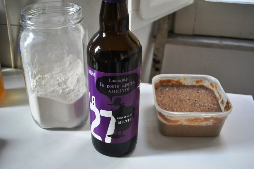Flour, dark ale and barm leaven for my Winterfell black bread