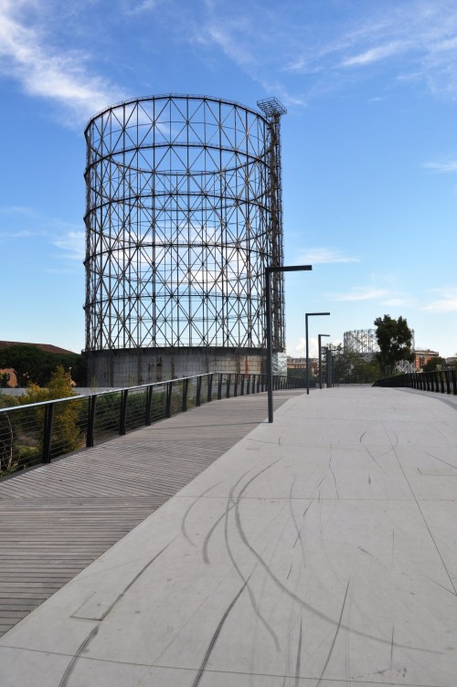 Ponte della scienza and gasometer, Rome