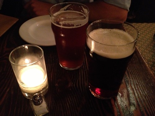 Beers at Magnolia: Proving Ground IPA and Sara's Ruby Mild (right) Beers at Magnolia: Proving Ground IPA and Sara's Ruby Mild (right)