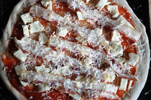 Unbaked pizza. 