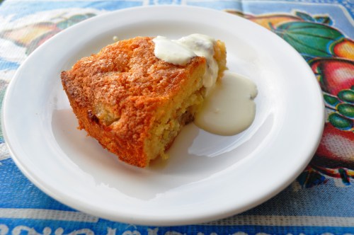 Slice of gooseberry thyme cake