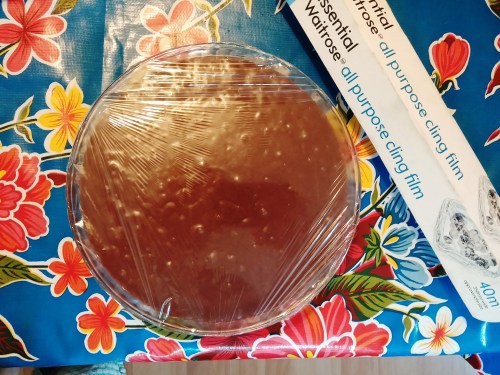 Before cooking - cover with plastic