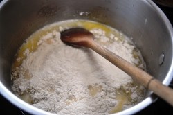 Butter and water, flour added