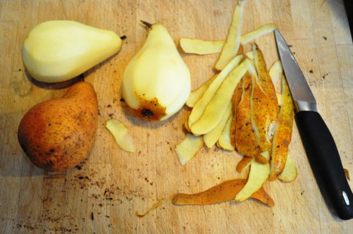 Peeling pears