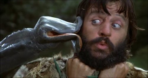 Ringo Starr's Atouk gets kissed by a strange plant in the 1981 film Caveman. Ringo Starr's Atouk gets kissed by a strange plant in the 1981 film Caveman.