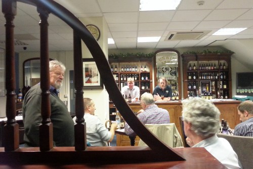 Rev Godfrey Broster of Rectory Ales (left), Edmund Jenner and Robin Thorpe of Harveys (behind the bar)