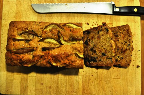 Pear, crystallised ginger and dark chocolate cake