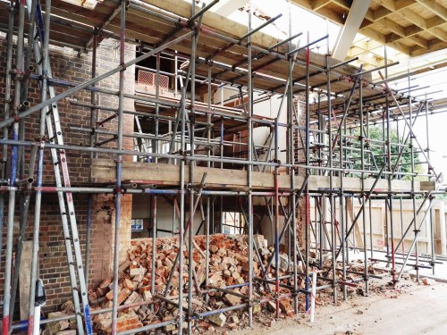 Red brick 1930s walls being reformatted for the new Lewes Depot cinema